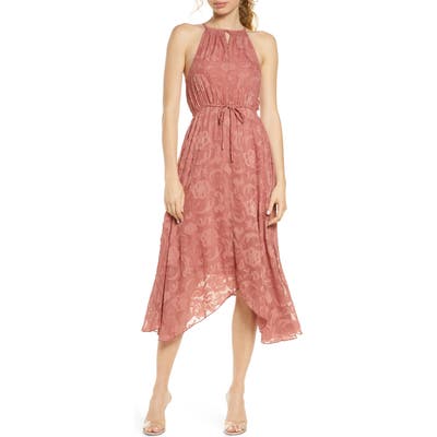Elizabeth Crosby Charlize Handkerchief Hem Dress, Coral
