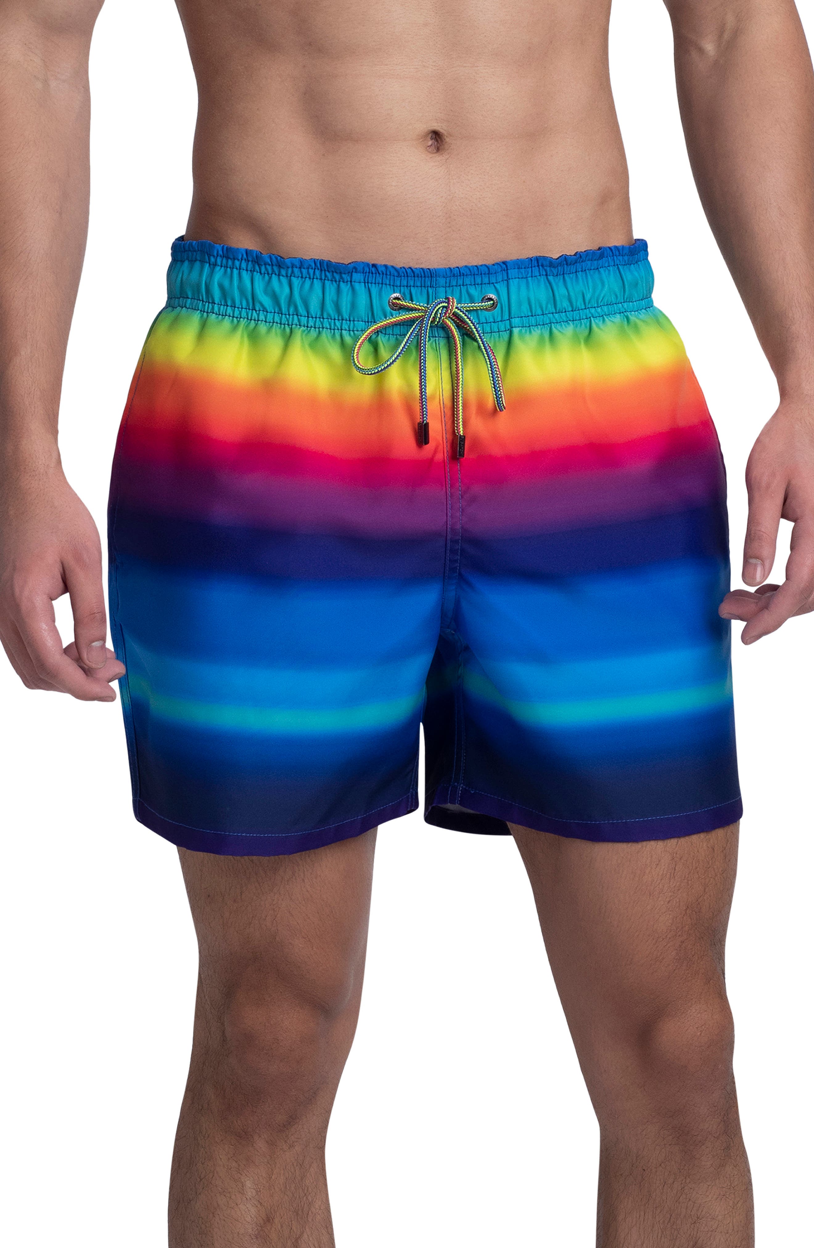 rainbow swimming trunks