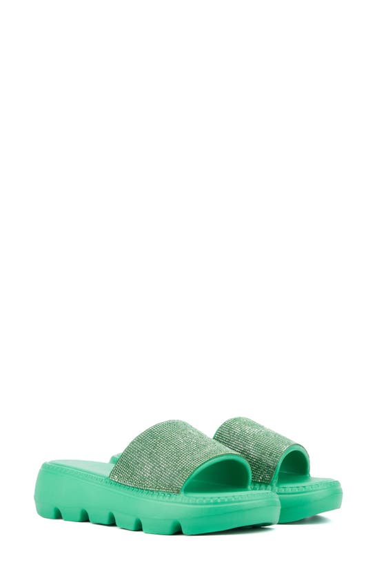 Shop Olivia Miller Glitter Gaze Platform Slide Sandal In Green