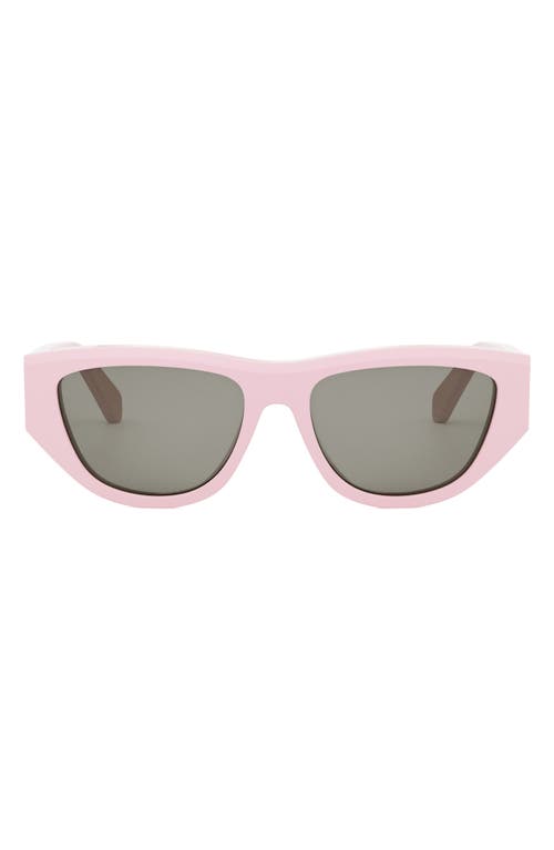 Celine Monochroms 55mm Cat Eye Sunglasses In Shiny Pink/smoke