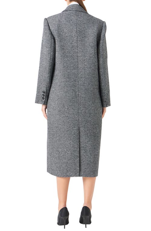 Endless Rose Herringbone Notch Lapel Blazer In Black/white