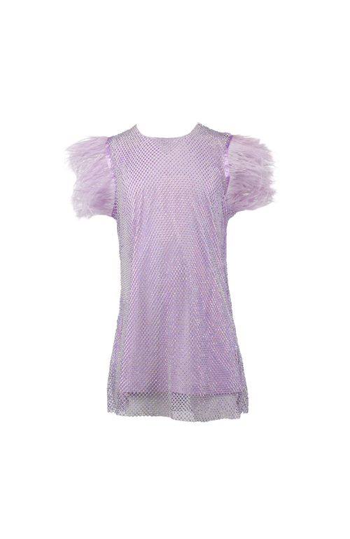 Shop Lola + The Boys Crystal Feather Dress In Lavender