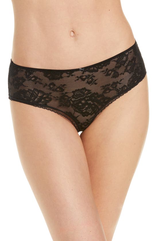 Shop Skarlett Blue Floral Lace Thong In Black