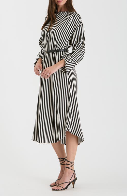 August Sky Stripe Balloon Sleeve Shirtdress In Ivory