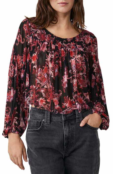 Lucky Brand Floral Ruched Front Top