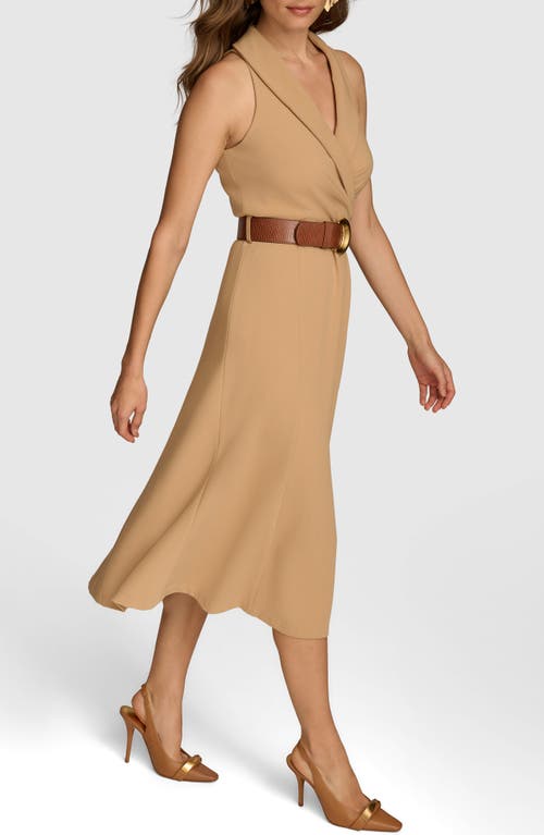 Shop Donna Karan New York Belted Sleeveless Midi Dress In Fawn