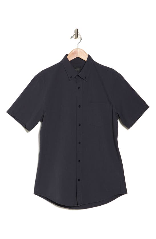 Shop 14th & Union Short Sleeve Seersucker Button-down Shirt In Navy India Ink