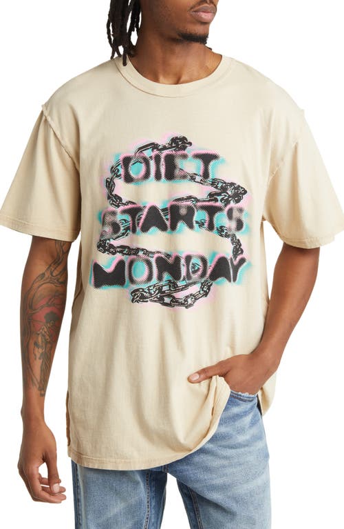 DIET STARTS MONDAY Chain Graphic T-Shirt in Sand