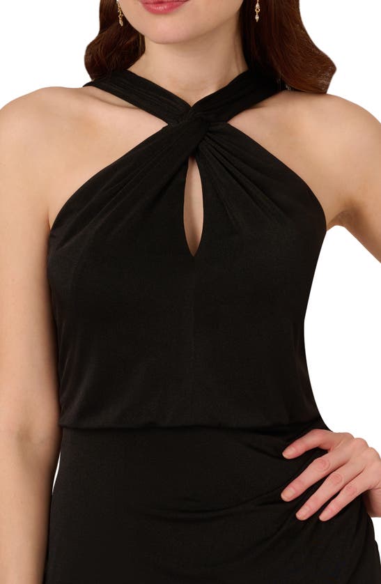 Shop Adrianna Papell Halter Neck Knit Cocktail Dress In Black
