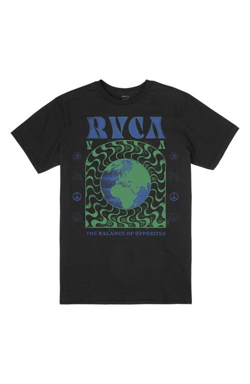 Shop Rvca Kid's Global Order Cotton Graphic Tee In Black