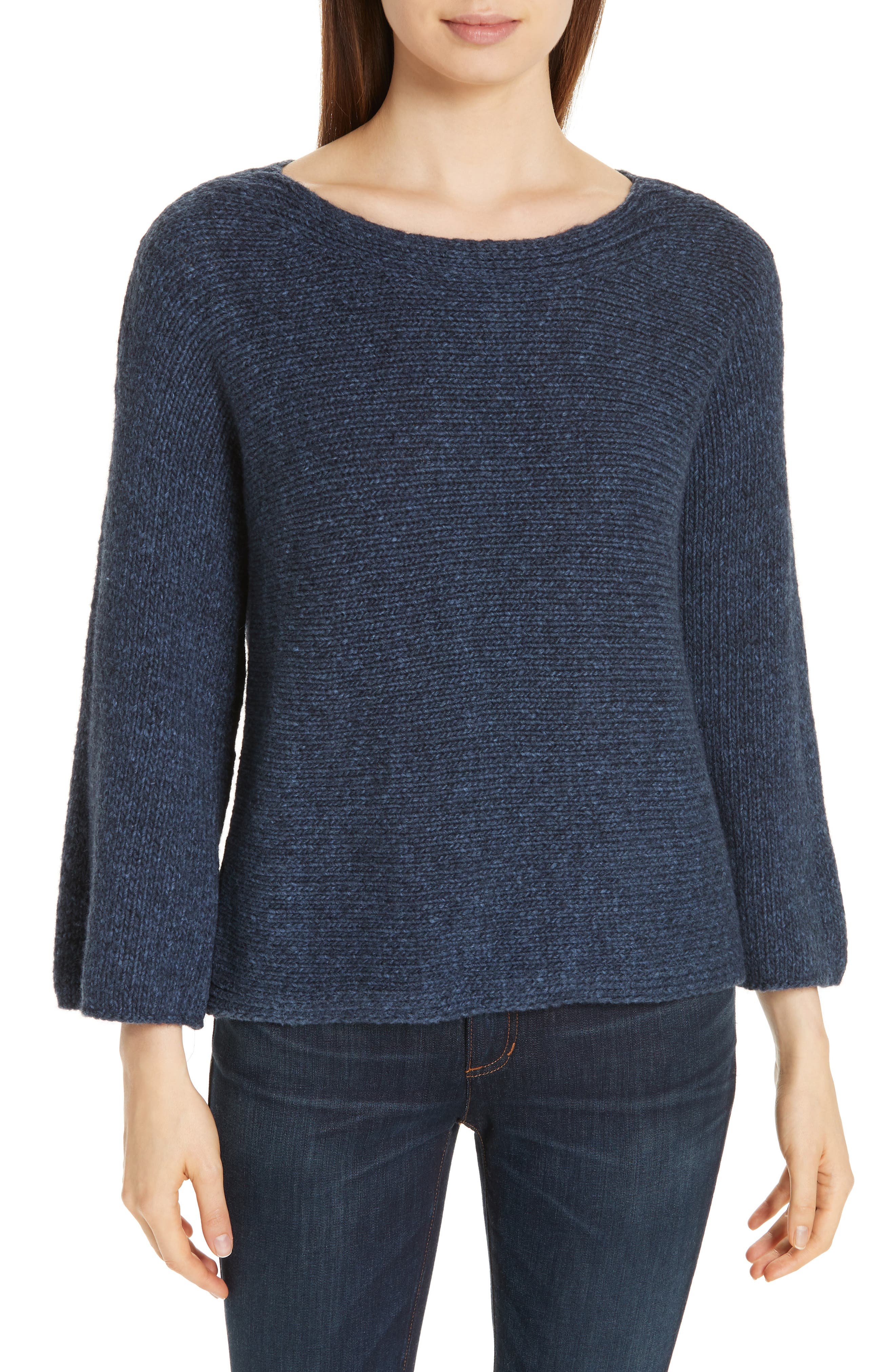 blue bell sleeve sweater