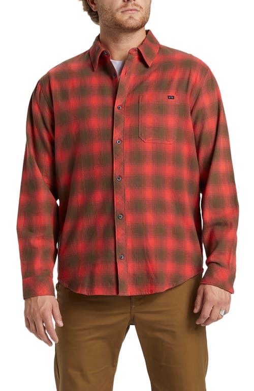 Shop Billabong Coastline Plaid Cotton Flannel Button-up Shirt In Red