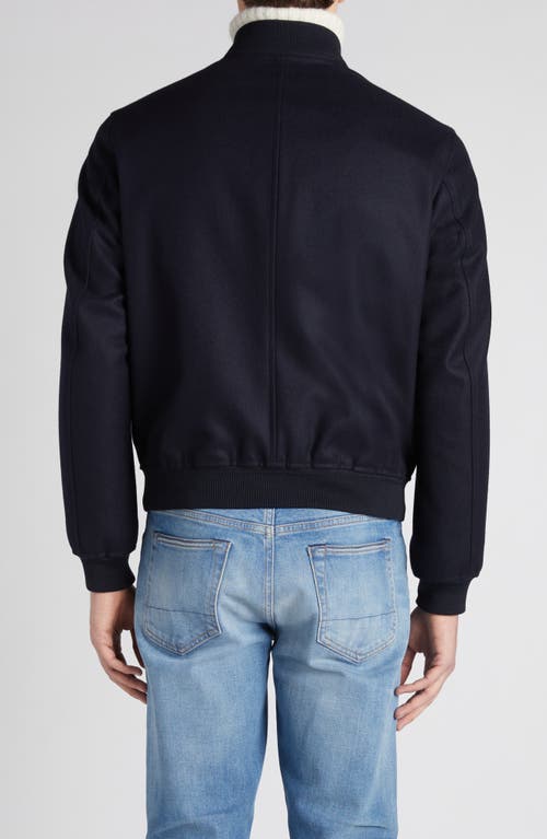 Tom Ford Light Felt Bomber Jacket In Navy