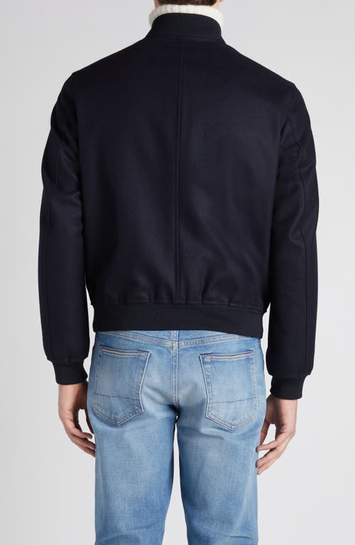 Shop Tom Ford Light Felt Bomber Jacket In Navy