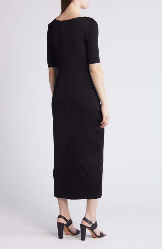 Shop Hugo Boss Boss Etalicy Short Sleeve Midi Dress In Black