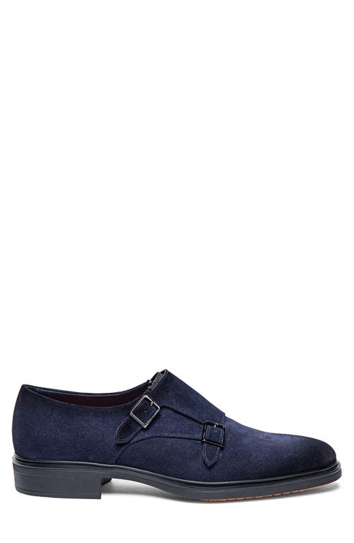 Shop Santoni Double Monk Strap Shoe In Blue