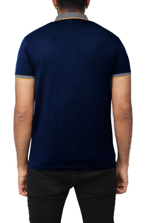 Shop X-ray Xray Pipe Trim Knit Polo In Navy/mustard