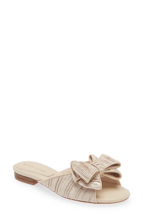 Koko + Palenki Dara Bow Slide Sandal In Champagne Satin