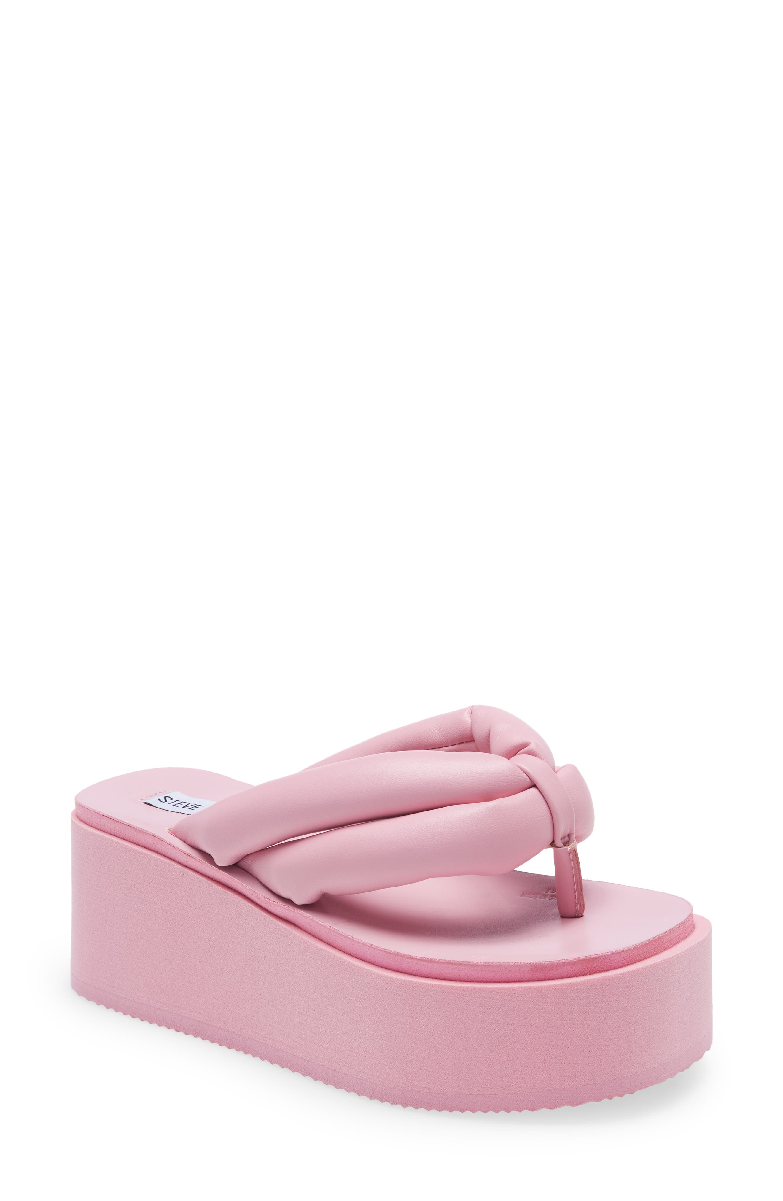 wedge flip flops pink