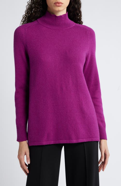 Eileen Fisher Turtleneck Organic Cotton & Recycled Cashmere Tunic Sweater In Berry Bloom