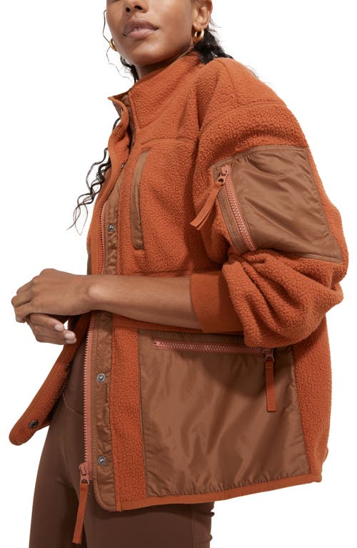 MWL Resourced Fleece Snap Front Jacket in Warm Nutmeg