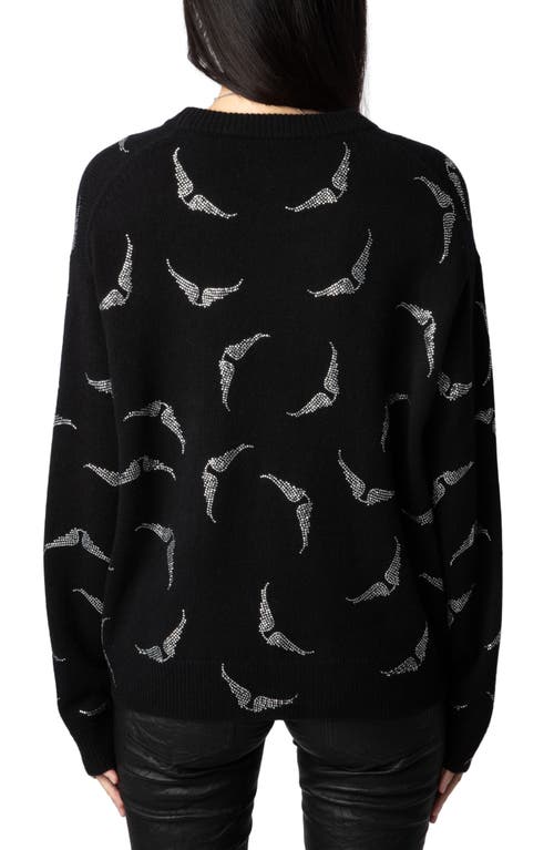 Shop Zadig & Voltaire Markus Strass Wings Cashmere Sweater In Noir