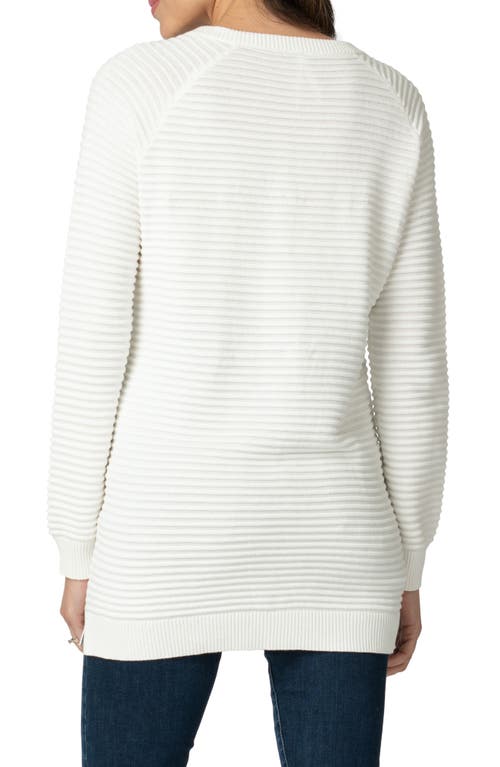 Shop Seraphine Ripple Maternity/nursing Sweater In Open White