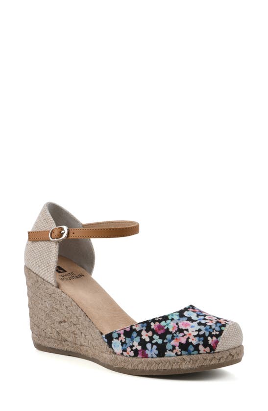 White Mountain Footwear Mamba Espadrille Wedge Sandal In Black/ Floral ...