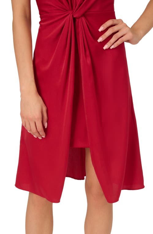 Shop Adrianna Papell Twisted Front Halter Neck Cocktail Dress In Crimson