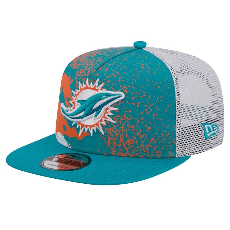 Shop New Era Aqua Miami Dolphins Court Sport 9fifty Snapback Hat