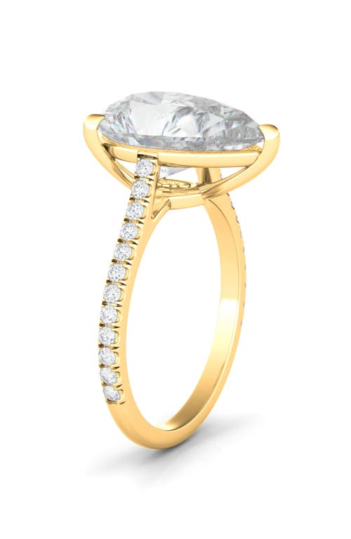 Hautecarat Pear Cut Pavé Lab Grown Diamond Ring In 2.50 Ctw 18k Yellow Gold