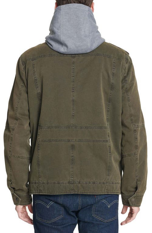 Shop Levi's Levis Detachable Hood Utility Jacket In Olive