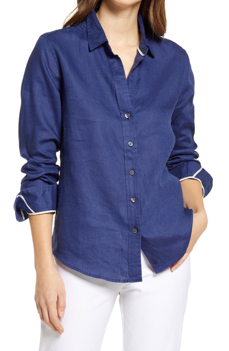 Tommy Bahama Coastalina Button-Up Shirt, Main, color, Island Navy