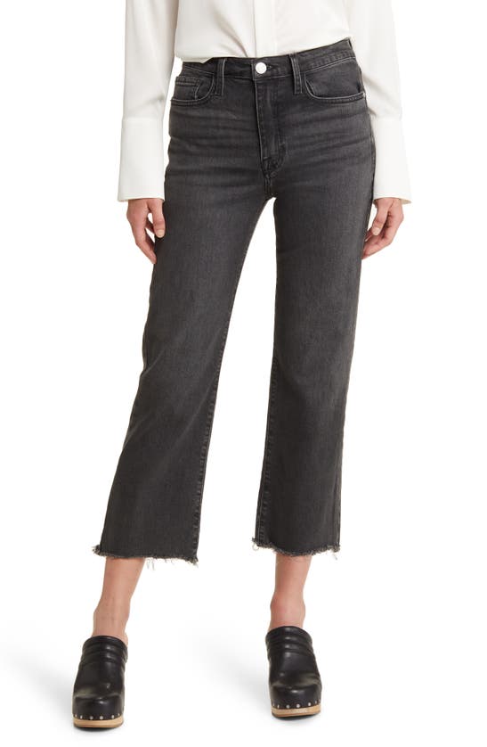 Frame Le Jane Frayed Crop Straight Leg Jeans In Obsidian