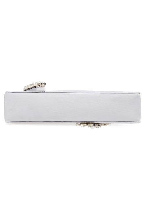 Shop L'alingi Crystal Spiral Handle Satin Clutch In Silver