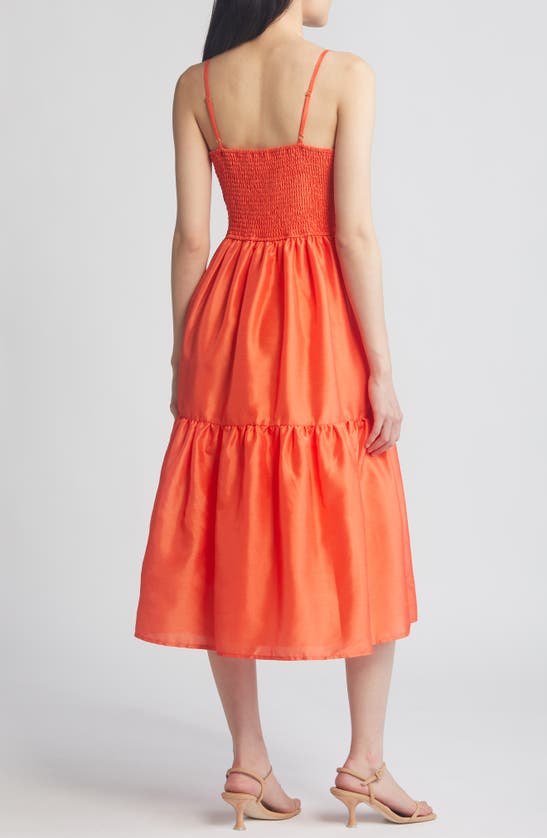 Shop Hutch Tommy Sleeveless Tiered Organza Midi Dress In Cayenne