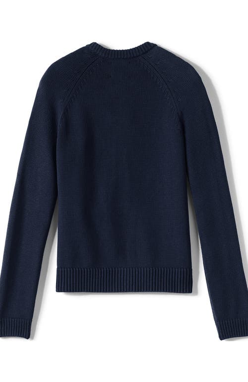 Lands' End School Uniform Girls Cotton Modal Zip-front Cardigan Sweater In Classic Navy