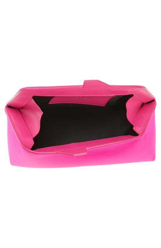 Attico Large Leather-trimmed Satin Clutch In Fuchsia