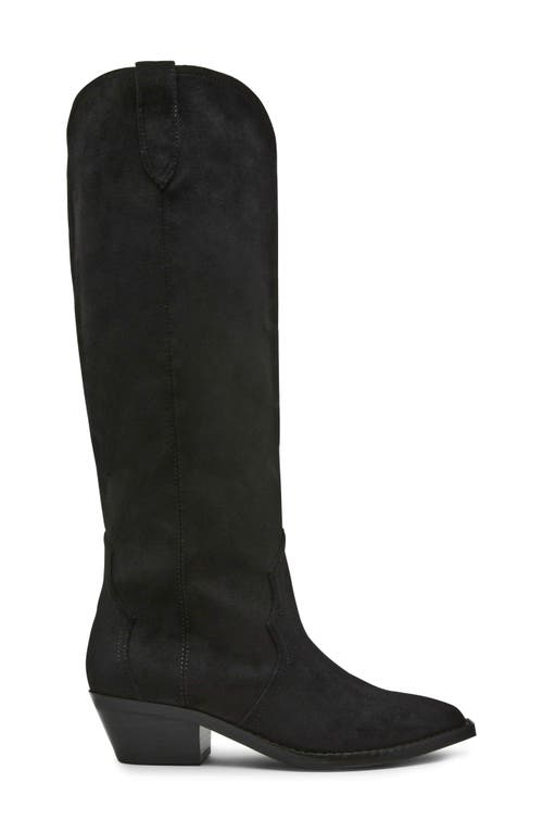 Dolce Vita Raj Wide Calf Onyx Suede Leather Pointed-toe Knee-high Boots In Black Faux Suede