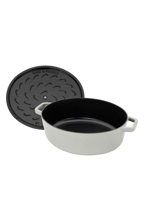 Staub 6.25-quart Enameled Cast Iron Shallow Oval Dutch Oven In White Truffle