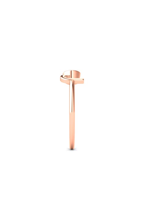 Hautecarat Letter Lab Created Diamond 18k Rose Gold Ring In 18k Rose Gold - A