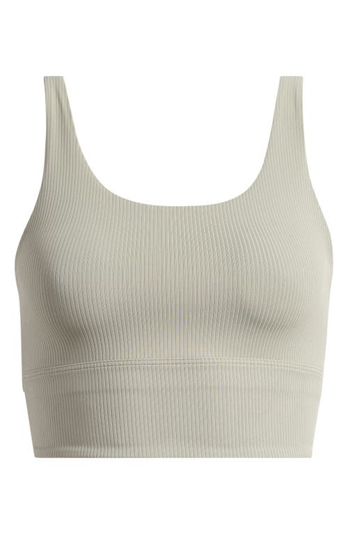 Shop Nike Zenvy Rib Dri-fit Longline Sports Bra In Light Army/light Army/white