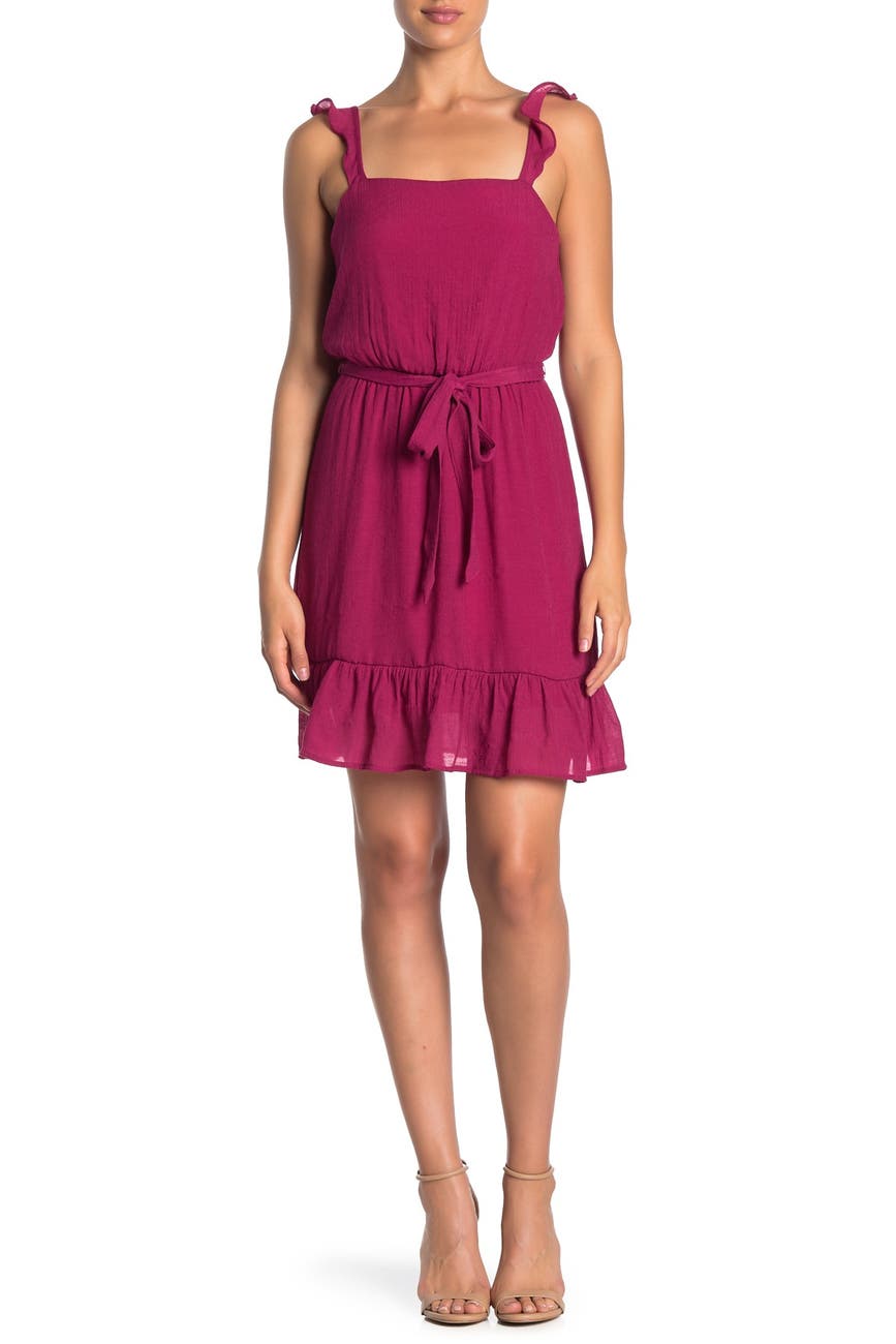Love Squared Solid Ruffled Tie Waist Gauze Dress Nordstrom Rack