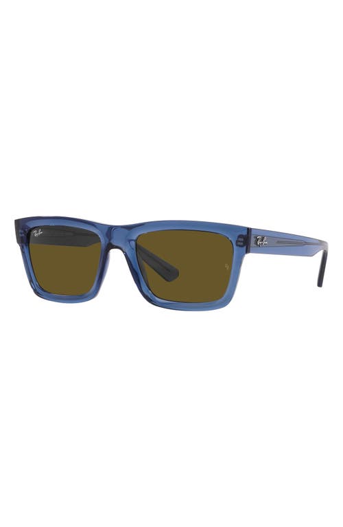 Shop Ray Ban Ray-ban Warren 57mm Rectangular Sunglasses In Dark Brown/blue