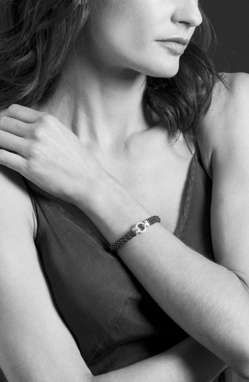 Lagos Black Caviar Ceramic Bracelet With Sterling Silver And Diamonds In Black/silver/gold