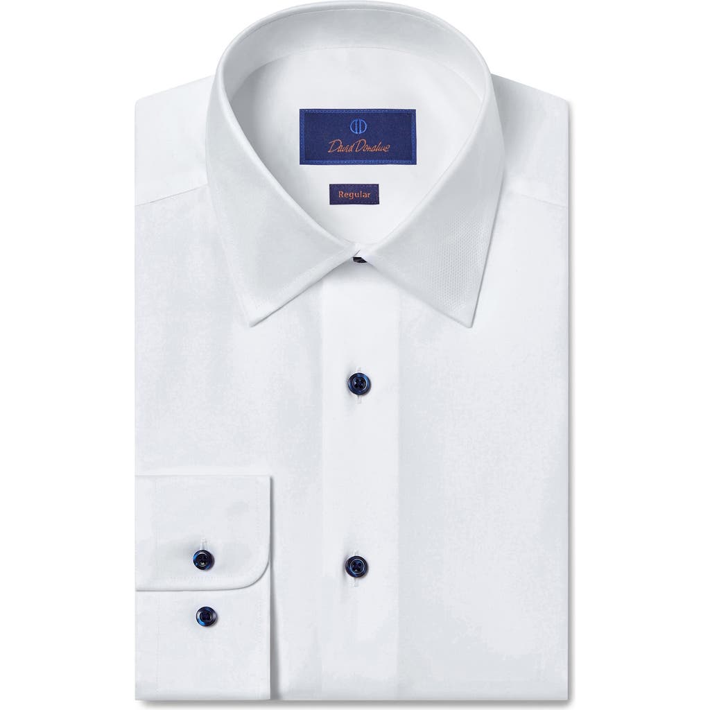 David Donahue Slim Fit Super Fine Twill Dress Shirt In White