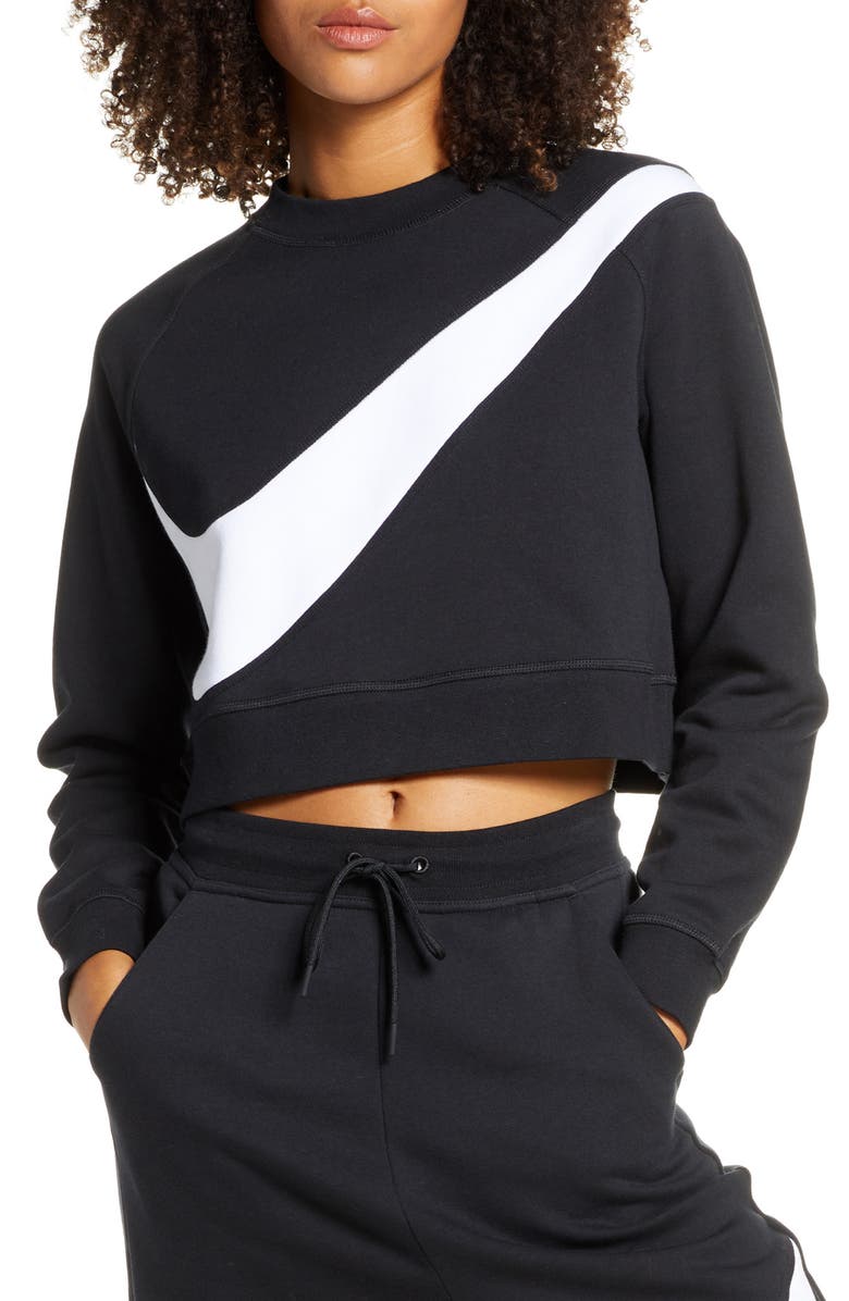 Nike Sportswear Swoosh Cropped Crewneck Sweatshirt, Main, color, 