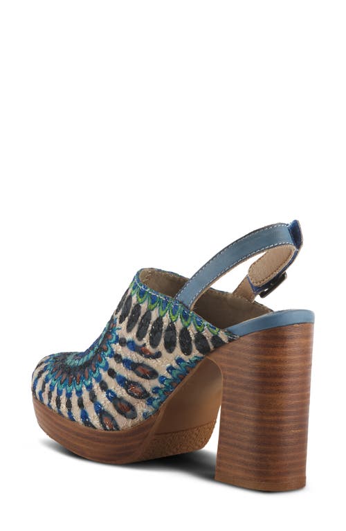 L'artiste By Spring Step Zipi Slingback Platform Clog In Blue Multi