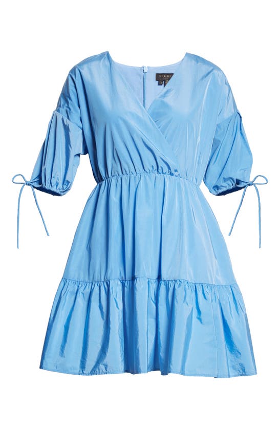 Shop Ted Baker London Suza Puff Sleeve Faux Wrap Dress In Light Blue