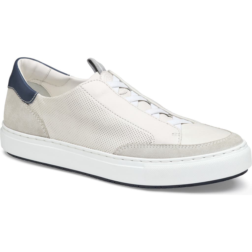 Johnston & Murphy Collection Johnston & Murphy Anson Stretch Water Resistant Trainer In White English Suede/sheepskin